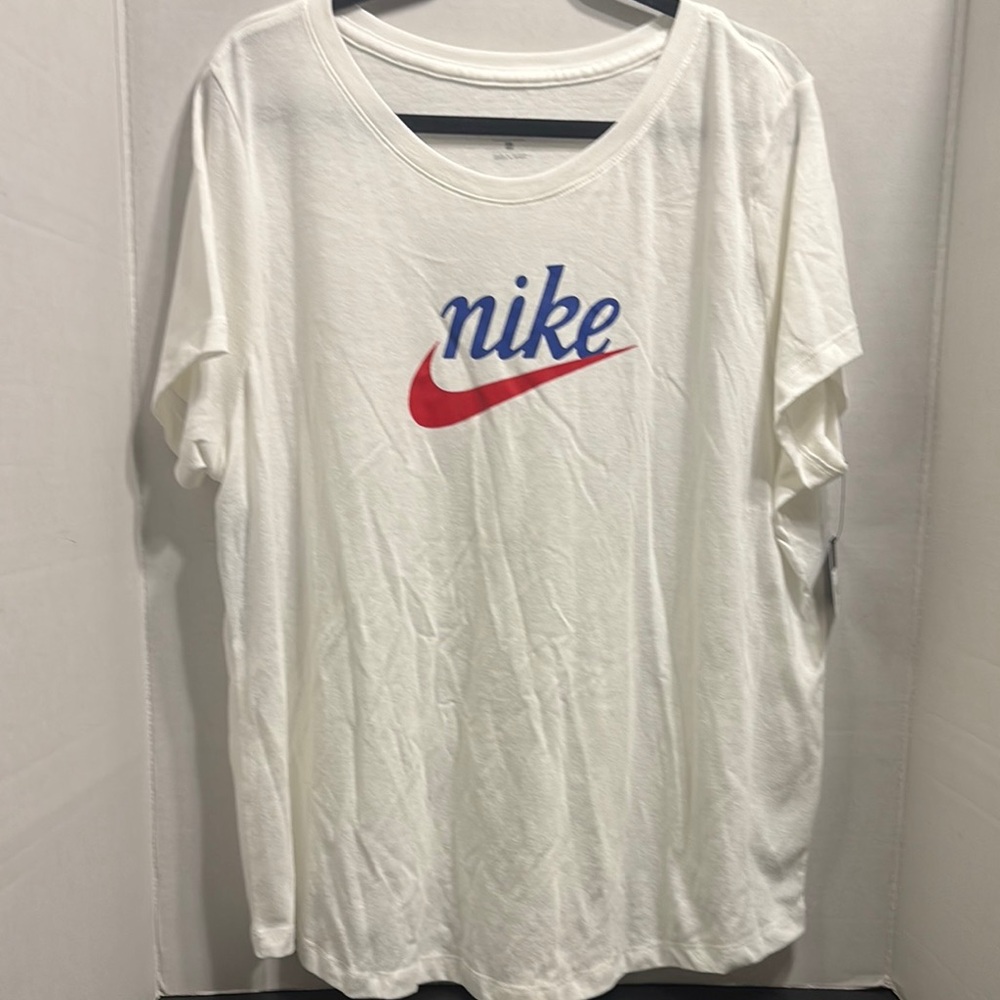 Nike White T-Shirt with Red and Blue Logo size 1X plus